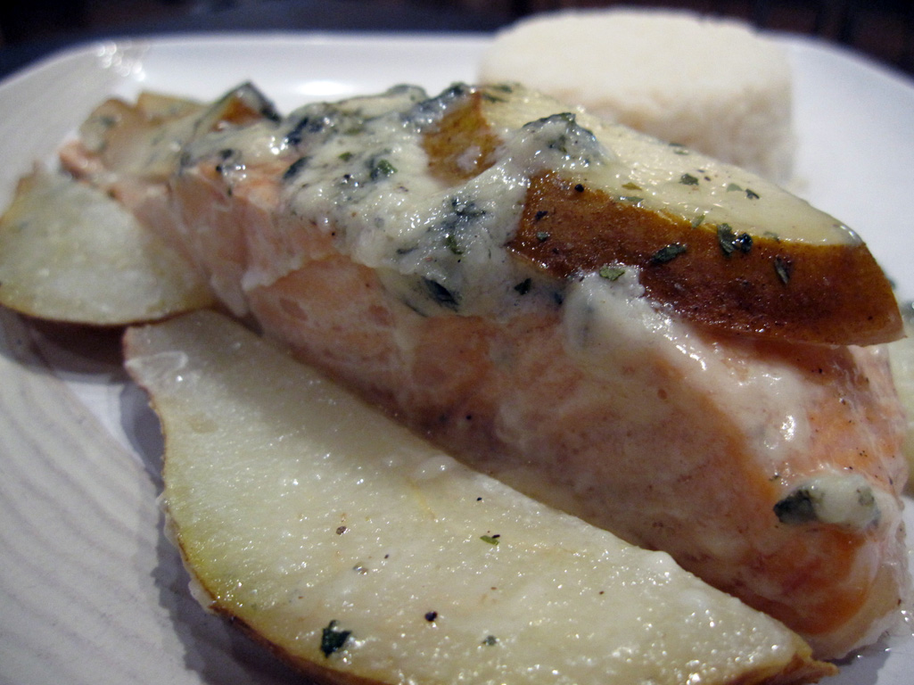 Filets de saumon au roquefort et à la poire Legumes et Chocolat